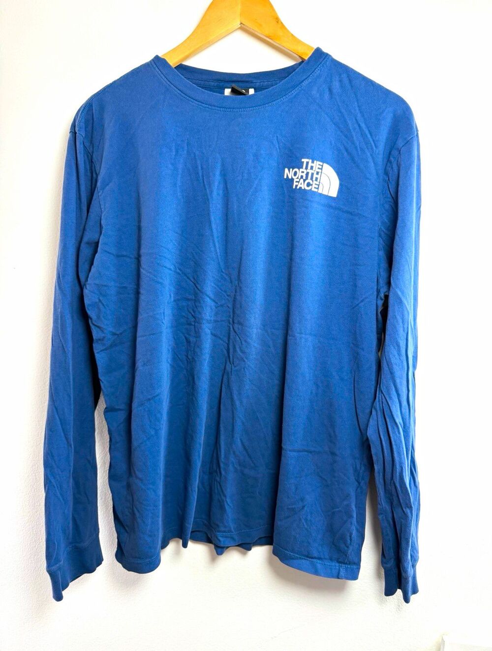The North Face Circular Design Mens L Blue Crew Neck Long Sleeve Logo Tee